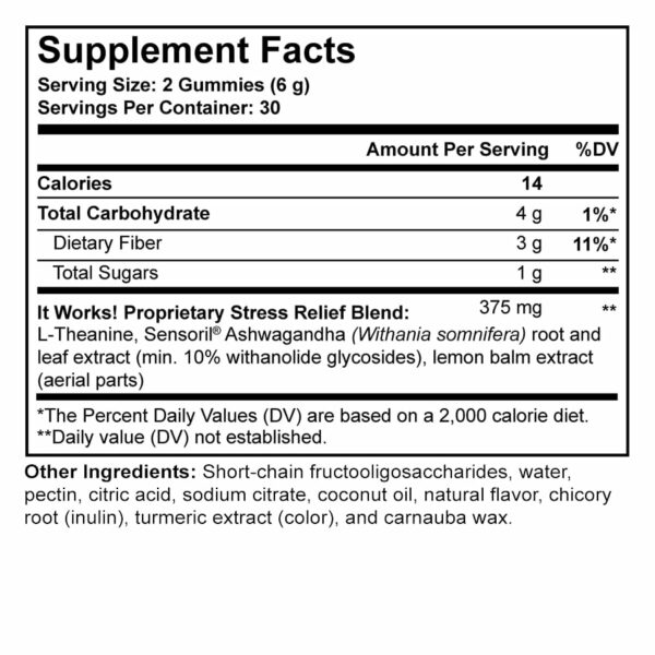 37301 Stress Less Supplement Facts Panel